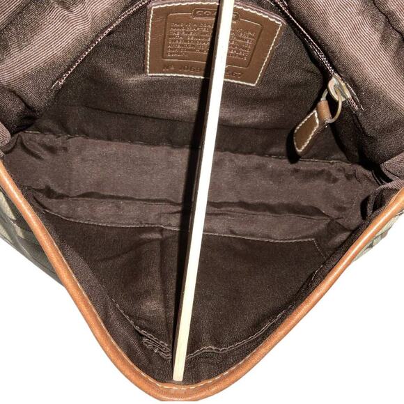 Coach Vintage Signature Monogram Turn lock Khaki Gold shoulder Crossbody Bag - Picture 7 of 16